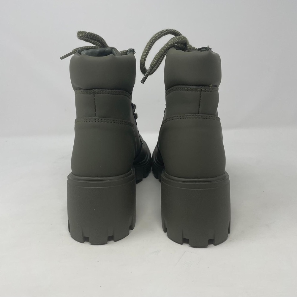 Aqua Reign Block Heel Water Resistant Platform Combat Boots in Olive Green - NWT - Picture 11 of 13